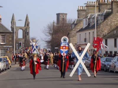 St Andrew leads the Kate Kennedy procession